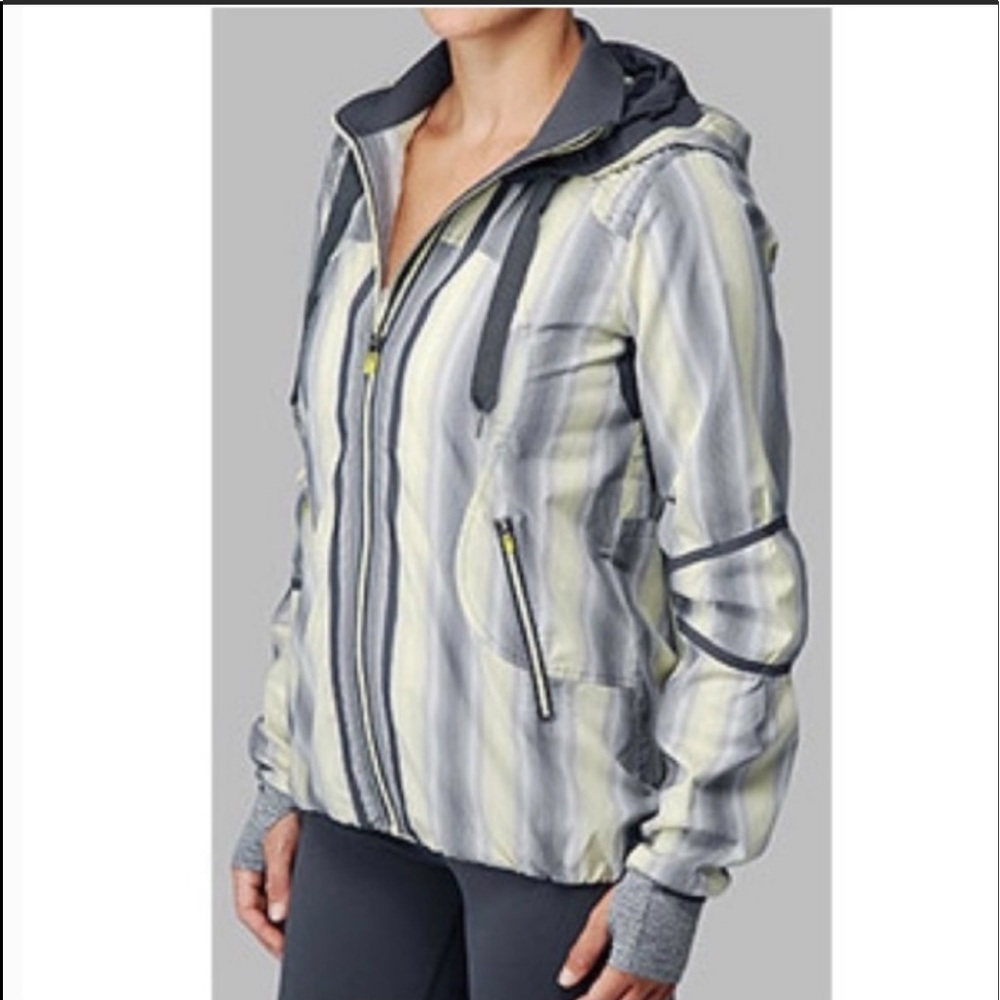 lululemon athletica Striped Hooded Zip Jacket in Gray and Light Yellow
